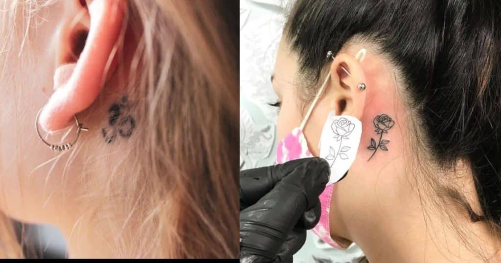 Behind ear tattoo girls