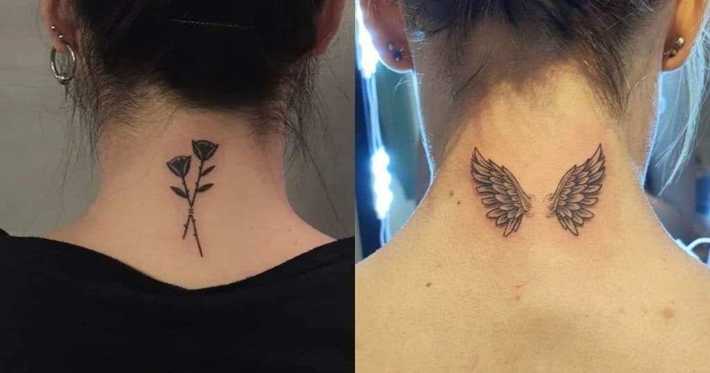 Behind neck tattoo girl