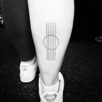 Guitar strings geometric tattoo tiny. 