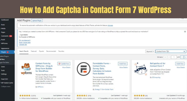 How to add captcha in contact form 7 WordPress