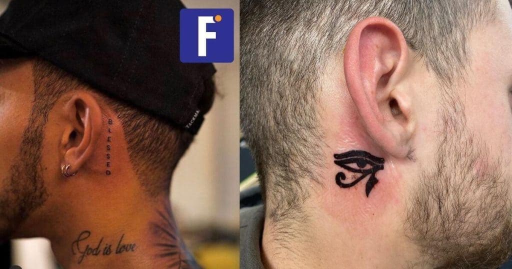 Small behind the ear tattoos idea for guys